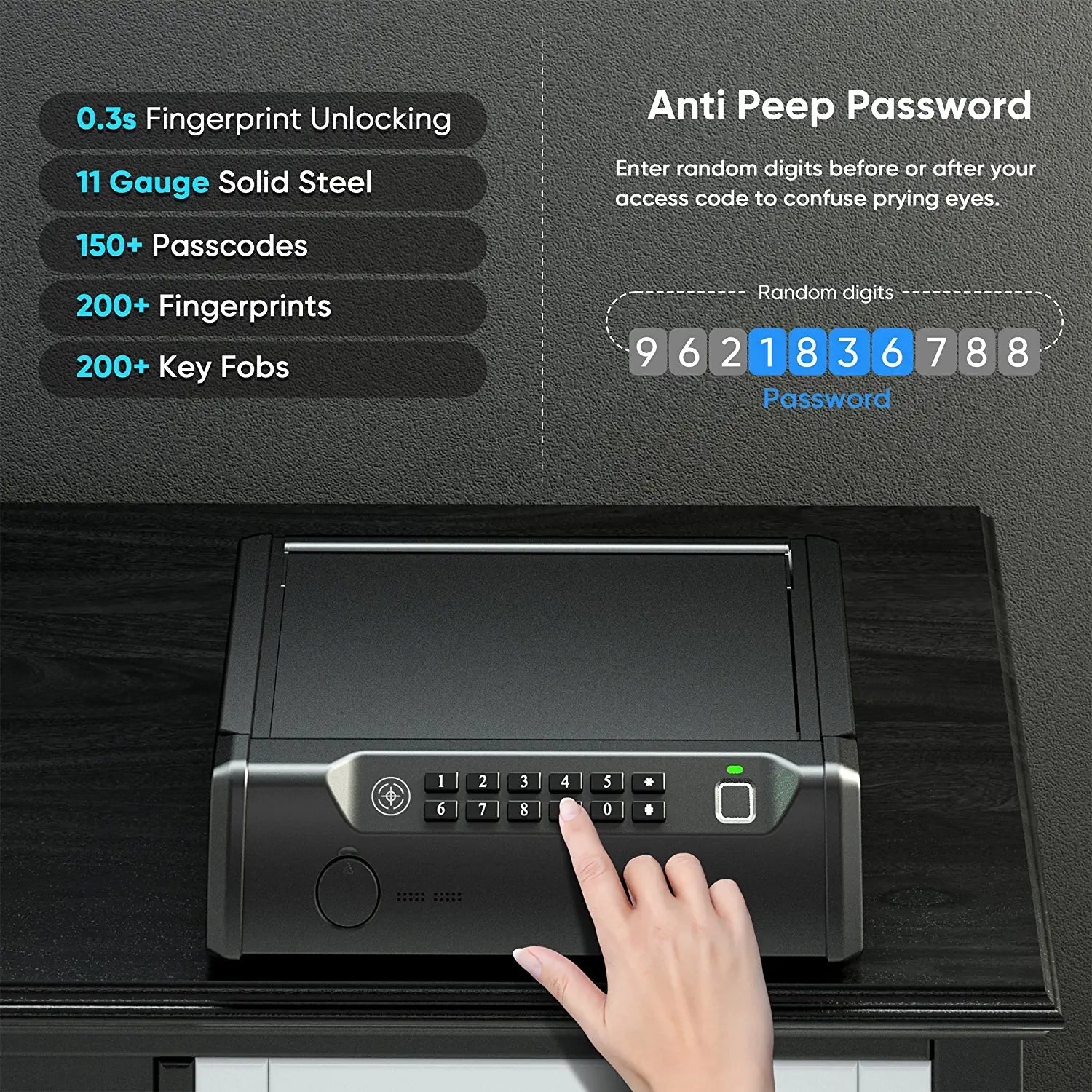 fingerprint unlocking solid steel passcode